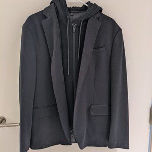 Express Mens Black Sport Jacket with Hoodie Liner